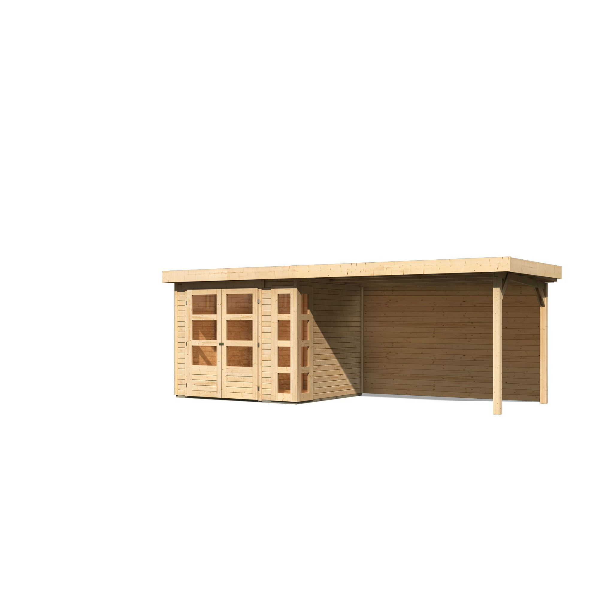 Gartenhaus-Set 'Terko 3' naturbelassen mit Schleppdach und Rückwand 528,5 x 211 x 238 cm + product picture
