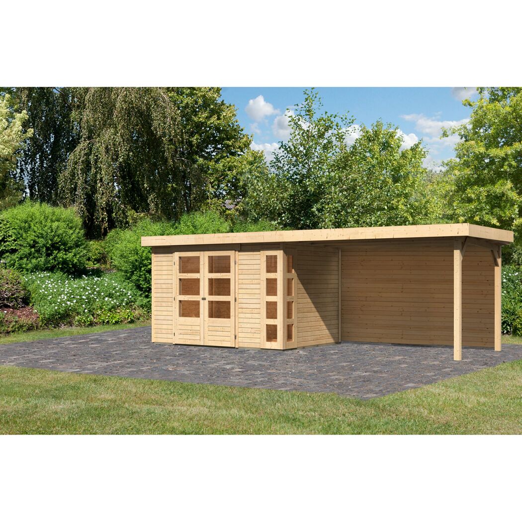 Gartenhaus aus Holz mit Überdachung