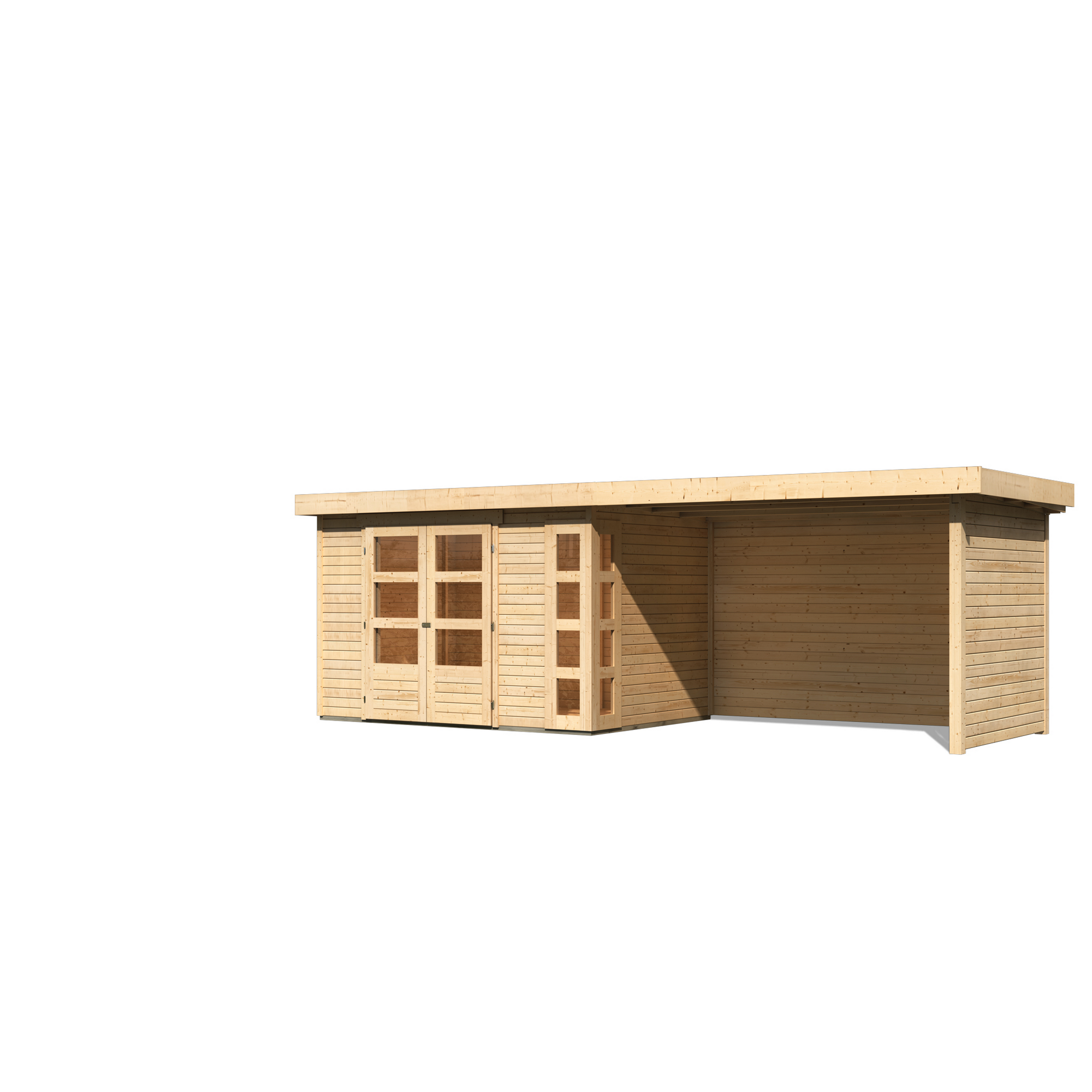 Gartenhaus-Set 'Terko 4' naturbelassen mit Schleppdach, Seiten- und Rückwand 609 x 211 x 238 cm + product picture