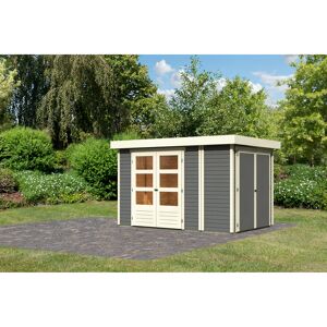 Gartenhaus-Set 'Betola 3' terragrau mit Anbauschrank 342 x 211 x 238 cm