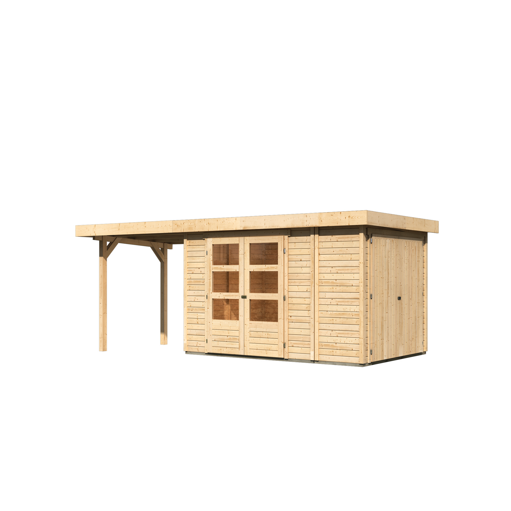 Gartenhaus-Set 'Betola 3' naturbelassen mit Anbauschrank und Schleppdach 566 x 211 x 238 cm + product picture
