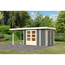 Gartenhaus-Set 'Betola 3' terragrau mit Anbauschrank und Schleppdach 566 x 211 x 238 cm