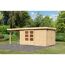 Gartenhaus aus Holz mit Doppeltür und Vordach