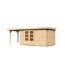 Gartenhaus aus Holz mit Doppeltür und Anbau
