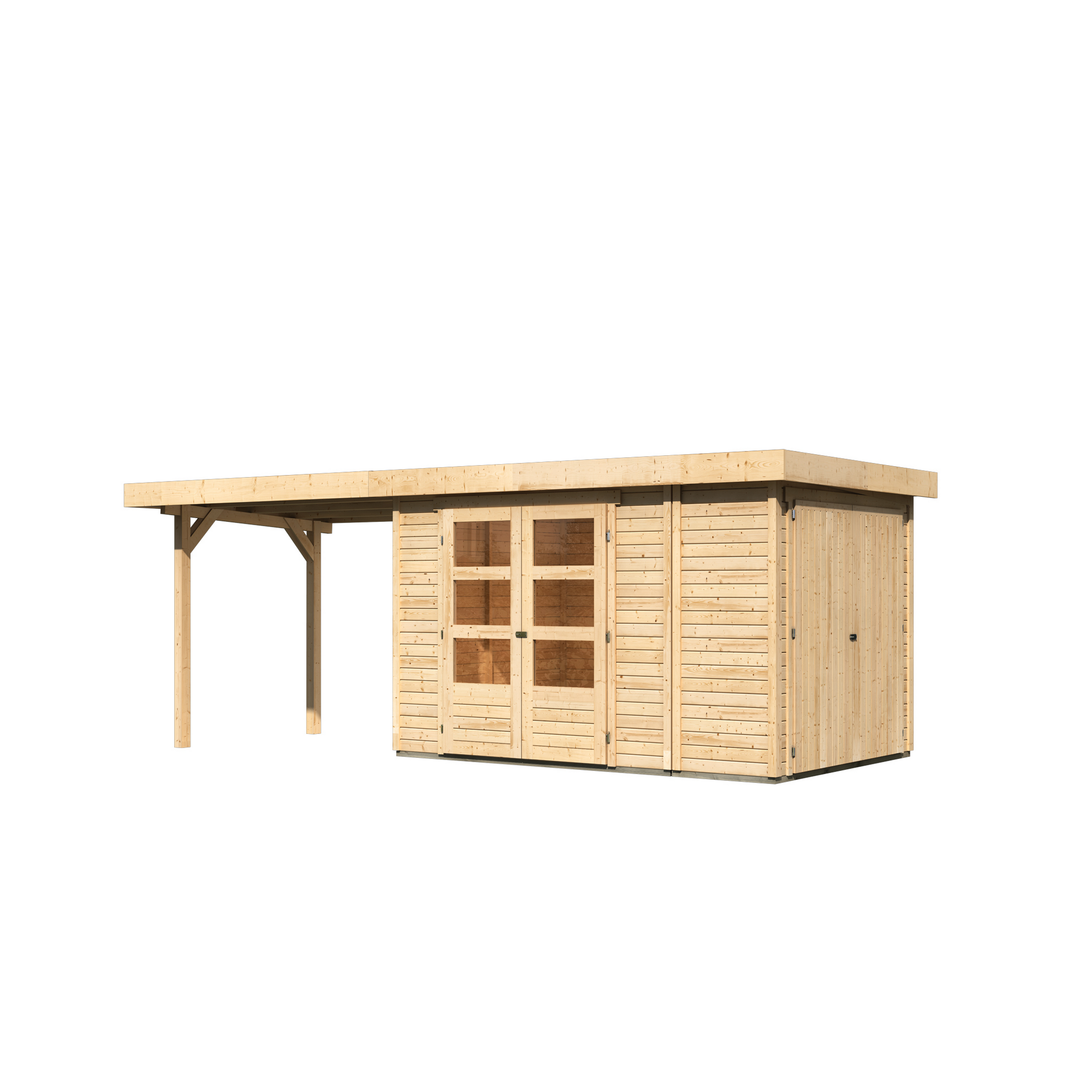 Gartenhaus-Set 'Betola 3' naturbelassen mit Anbauschrank und Schleppdach 603,5 x 211 x 238 cm + product picture
