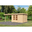 Gartenhaus-Set 'Betola 4' naturbelassen mit Anbauschrank und Schleppdach 603,5 x 211 x 262 cm
