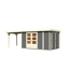 Gartenhaus-Set 'Betola 6' terragrau mit Anbauschrank und Schleppdach 330 x 211 x 262 cm