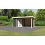 Gartenhaus-Set 'Krähendorf 3' terragrau mit Anbaudach und Rückwand 467 x 218 x 238 cm