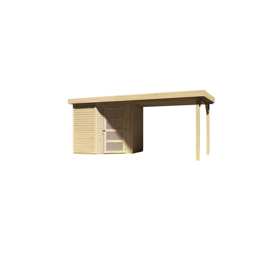 Gartenhaus-Set 'Krähendorf 3' naturbelassen mit Anbaudach 504,5 x 218 x 238 cm