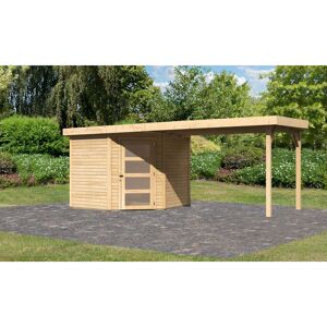Gartenhaus-Set 'Krähendorf 5' naturbelassen mit Anbaudach 529,5 x 218 x 262 cm