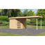 Gartenhaus-Set 'Krähendorf 5' naturbelassen mit Anbaudach 529,5 x 218 x 262 cm