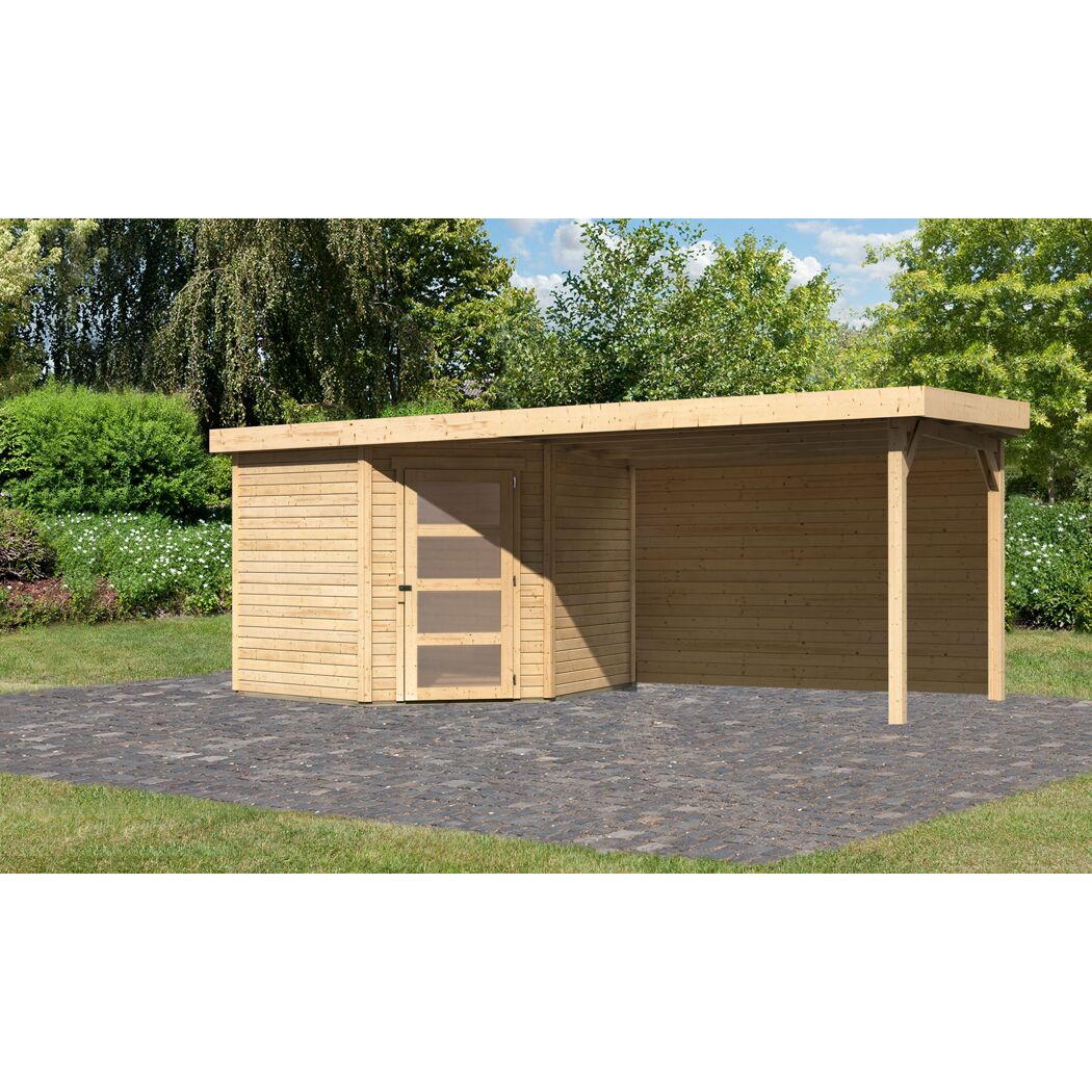 Holzgeräteschuppen mit Überdachung