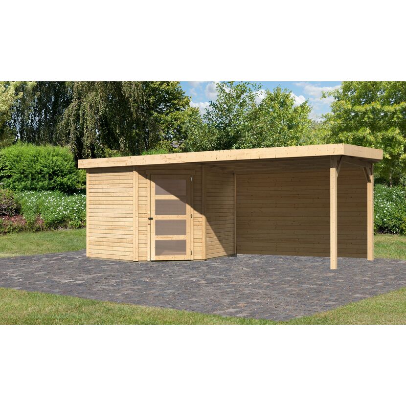 Holzgeräteschuppen mit Überdachung