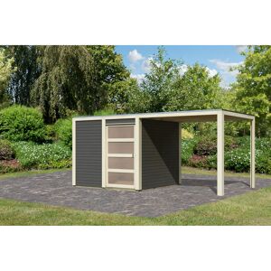 Gartenhaus-Set 'Quadrado 1' terragrau mit Anbaudach 485 x 214 x 246 cm