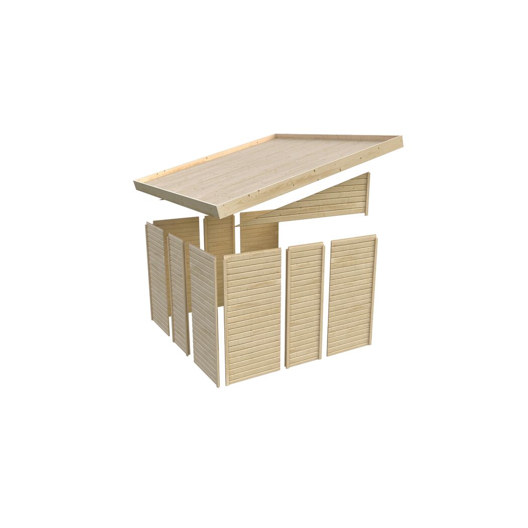Elemente eines Gartenhauses aus Holz