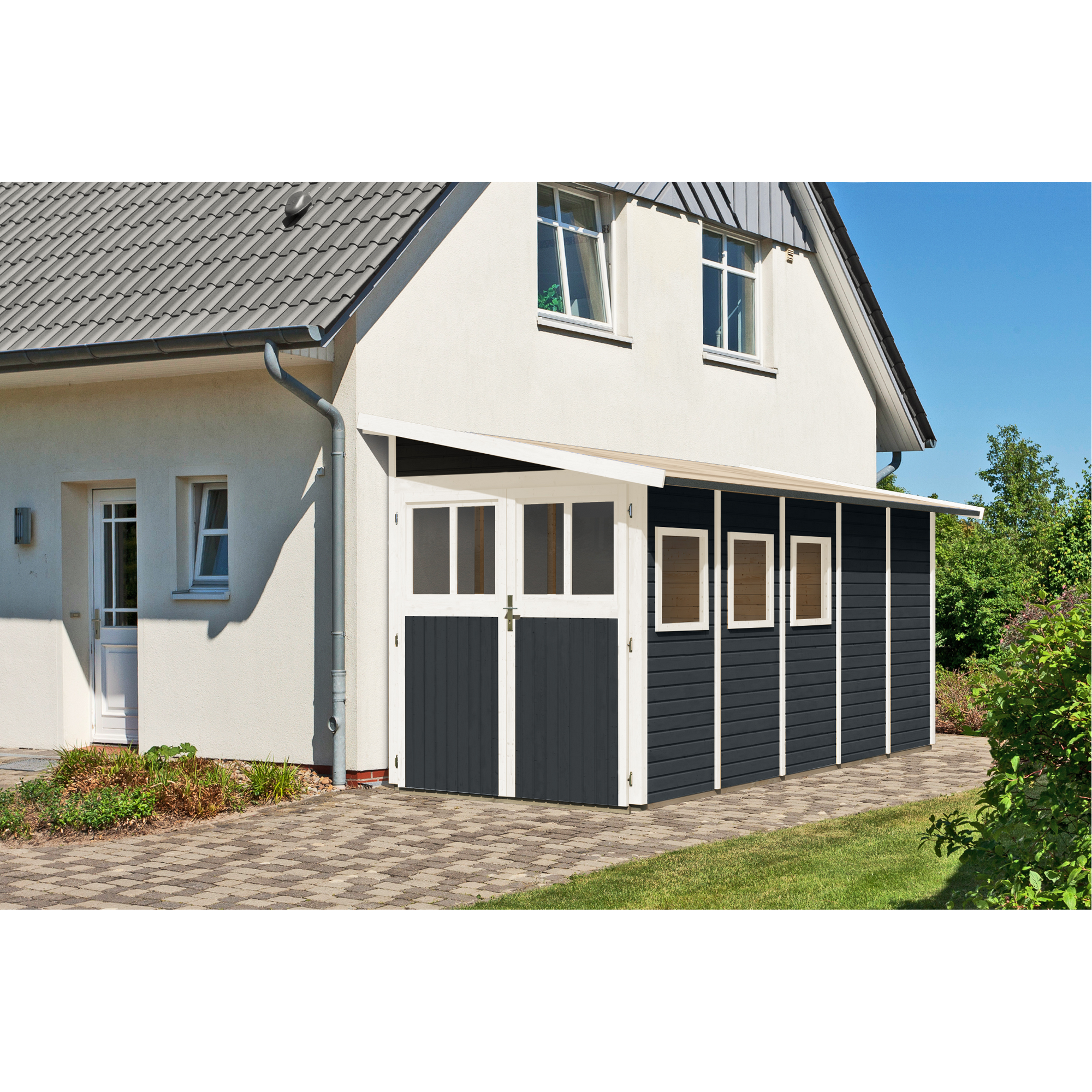 Karibu Gartenhaus 'Klosterfelde 5' anthrazit 200 x 230 x 232 cm