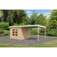 Gartenhaus-Set 'Meteor A' naturbelassen/weiß mit Anbaudach 595,5 x 218,5 x 292,4 cm