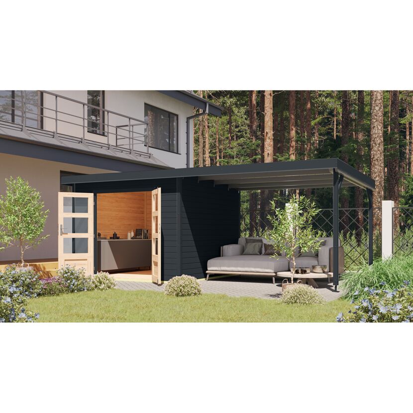 Gartenhaus mit überdachter Terrasse