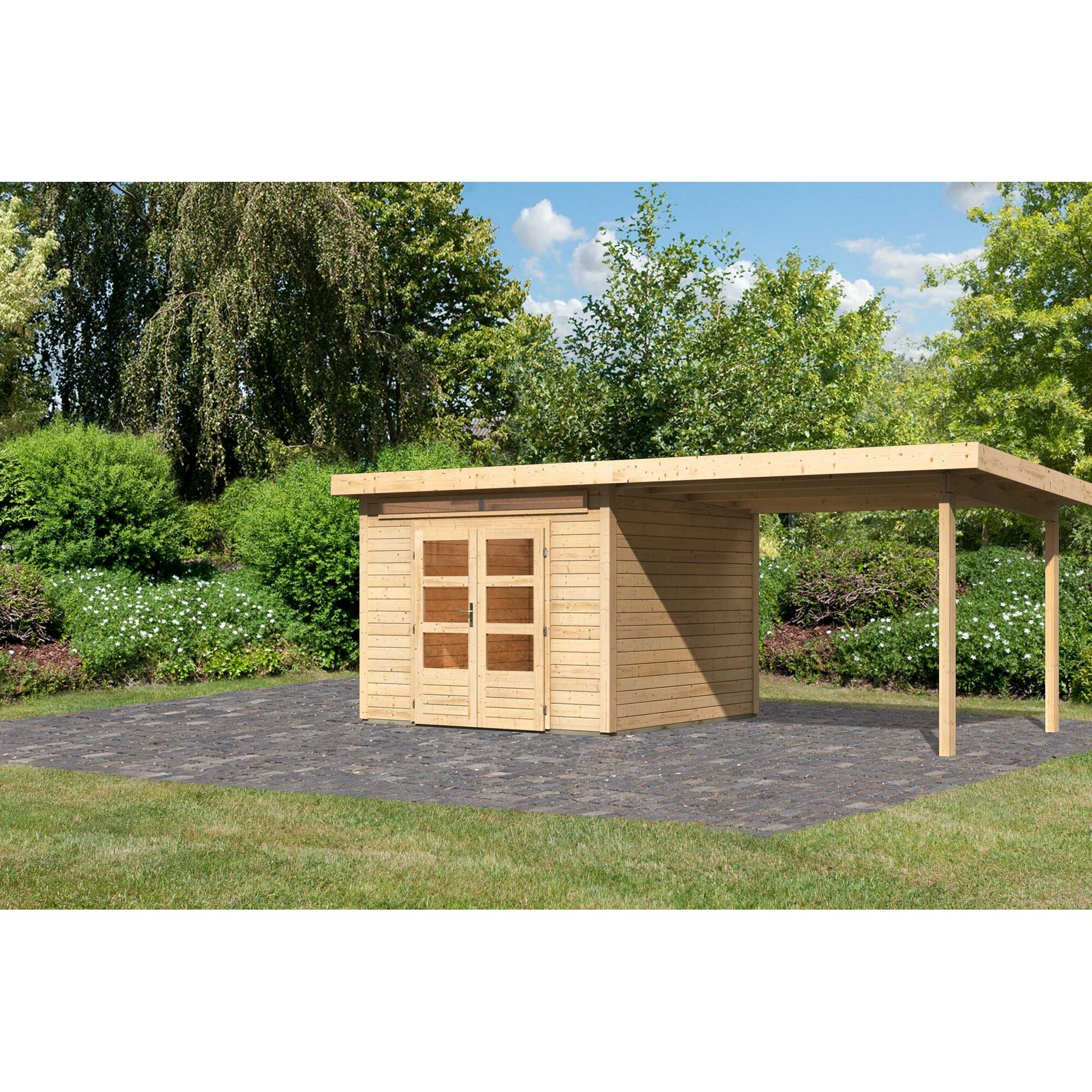 Gartenhaus aus Holz mit Überdachung