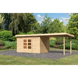 Gartenhaus-Set 'Landern 7' naturbelassen mit Anbaudach 702 x 222 x 273 cm