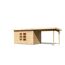 Gartenhaus-Set 'Landern 7' naturbelassen mit Anbaudach 702 x 222 x 273 cm