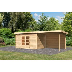 Gartenhaus-Set 'Landern 7' naturbelassen mit Anbaudach und Rückwand 702 x 222 x 273 cm