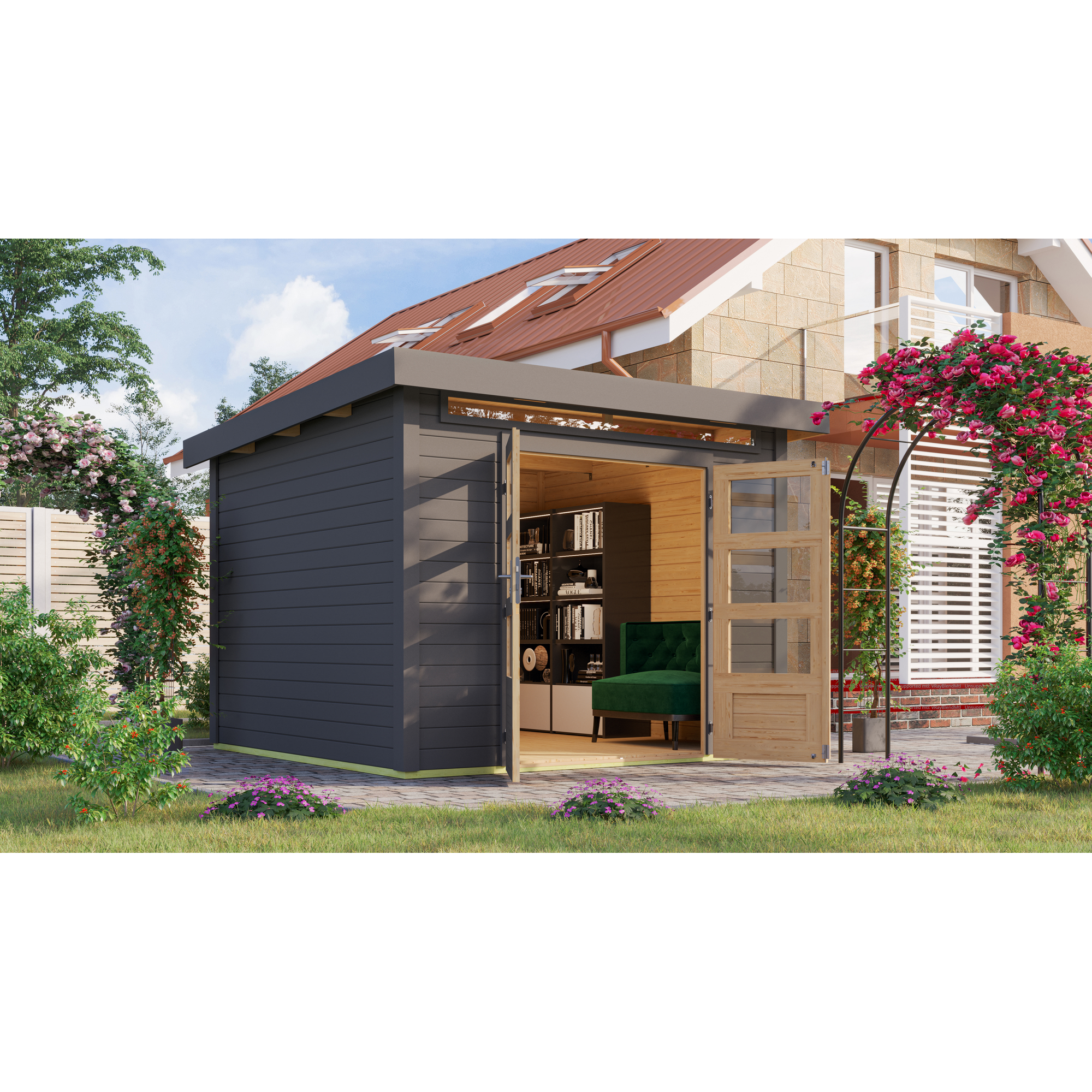 Gartenhaus 'Landern 6' inkl Tür rundum terragrau 305 x 222 x 303 cm