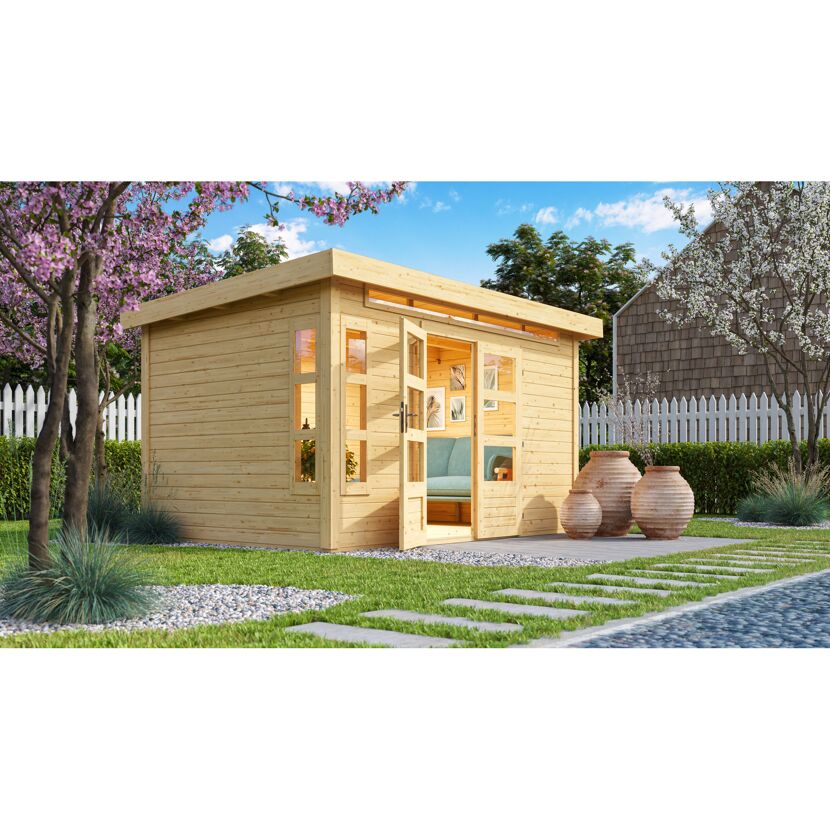 Gartenhaus aus Holz mit Terrasse