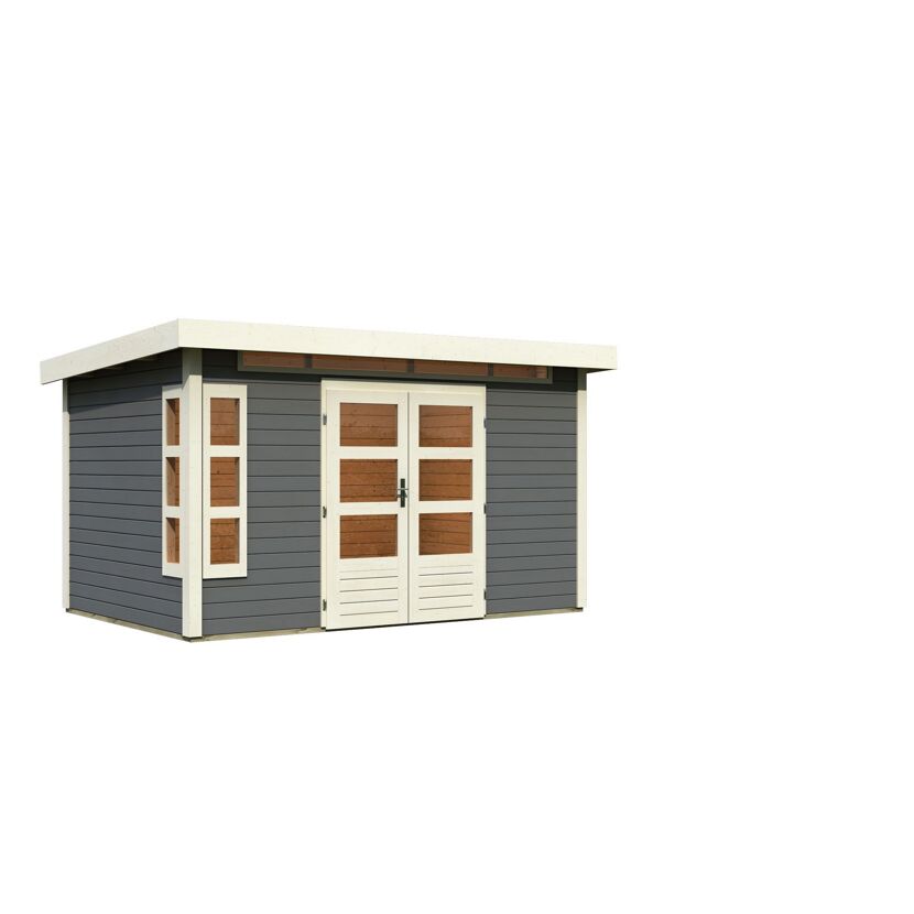 Gartenhaus aus Holz mit Doppeltür und Fenstern