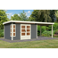 Gartenhaus-Set 'Mastorf 7' terragrau mit Anbaudach 702 x 222 x 273 cm