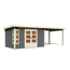 Gartenhaus-Set 'Mastorf 7' terragrau mit Anbaudach 702 x 222 x 273 cm