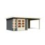 Gartenhaus-Set 'Mastorf 6' terragrau mit Anbaudach und Rückwand 612 x 222 x 303 cm