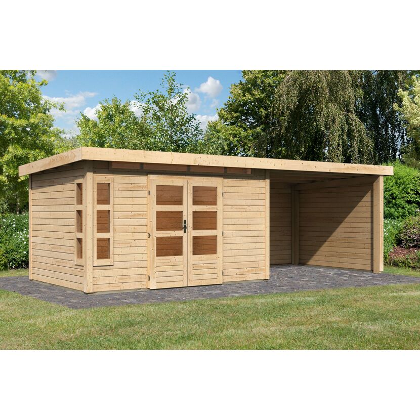 Gartenhaus aus Holz mit Überdachung