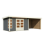 Gartenhaus-Set 'Mastorf 7' terragrau mit Anbaudach, Rück- und Seitenwand 702 x 222 x 273 cm