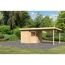 Gartenhaus-Set 'Lindow 2' naturbelassen mit Anbaudach 582 x 222 x 273 cm