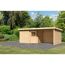 Gartenhaus aus Holz mit Pultdach und Anbauschuppen