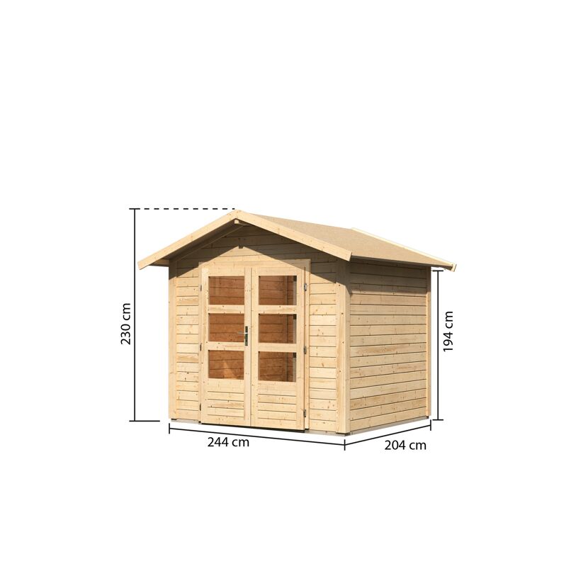 Gartenhaus 'Koberg 3' naturbelassen 270 x 230 x 234 cm