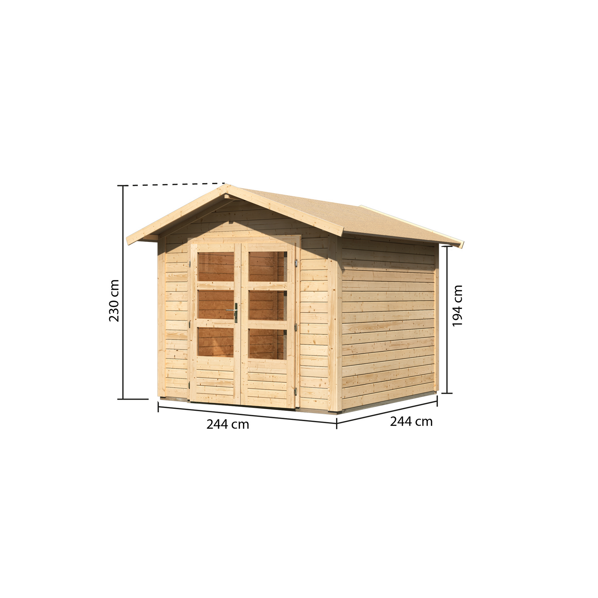 Gartenhaus'Koberg 4' naturbelassen 270 x 230 x 274 cm
