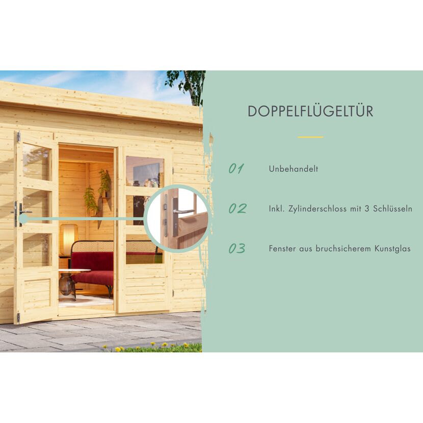 Gartenhaus'Koberg 4' naturbelassen 270 x 230 x 274 cm