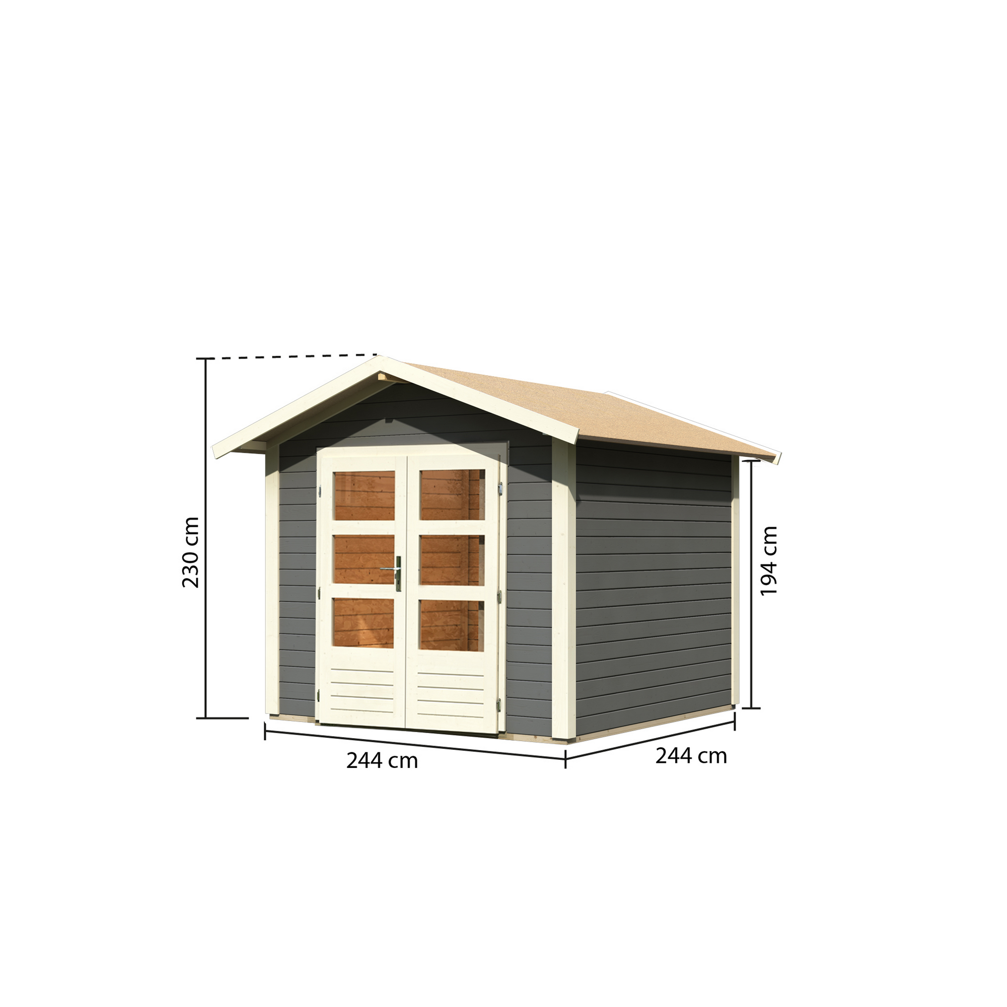 Gartenhaus'Koberg 4' terragrau 270 x 230 x 274 cm