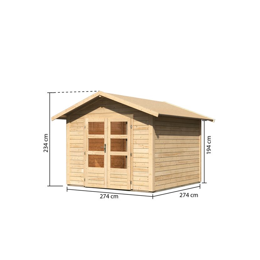 Gartenhaus'Koberg 6' naturbelassen 300 x 234 x 304 cm