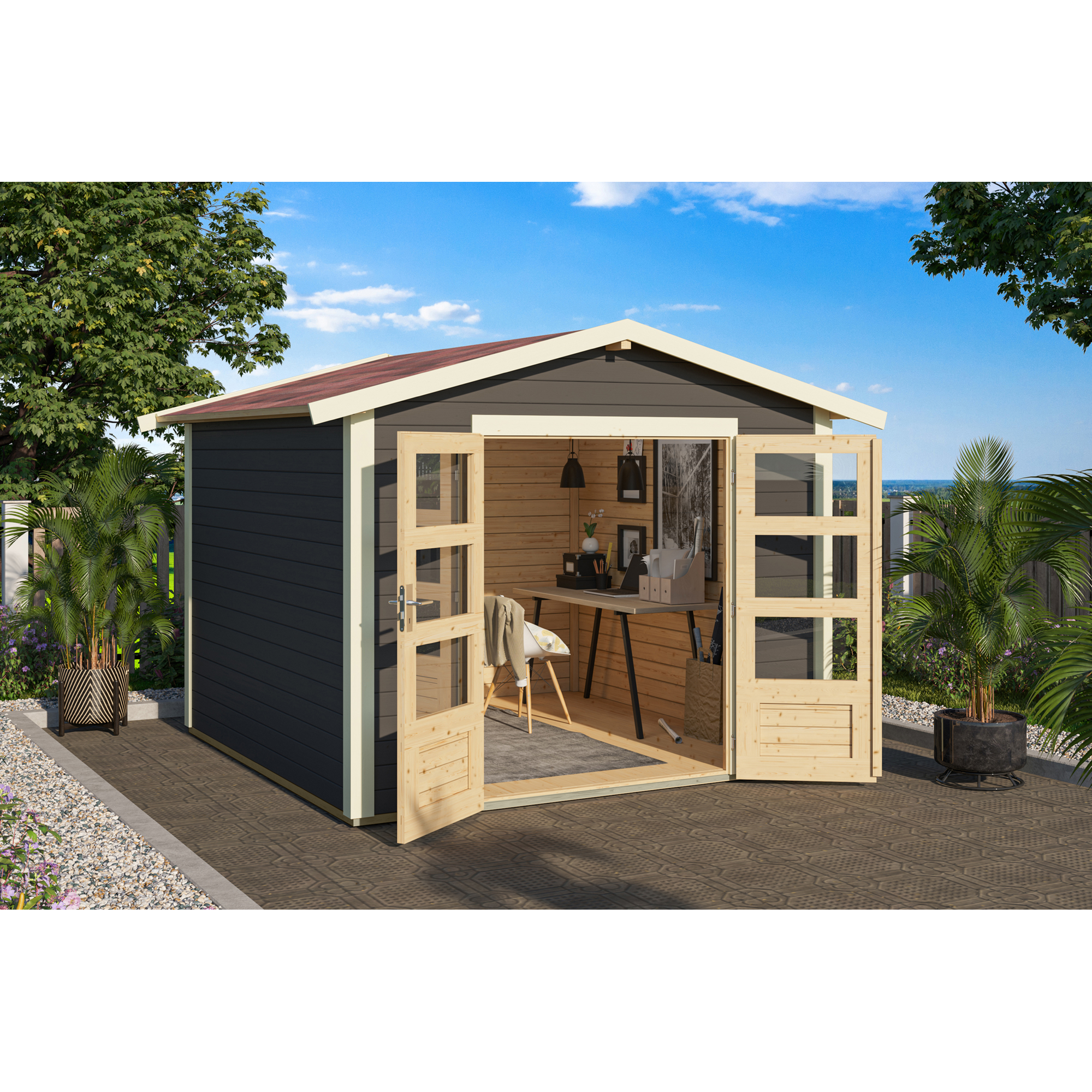 Gartenhaus'Koberg 6' terragrau 300 x 234 x 304 cm