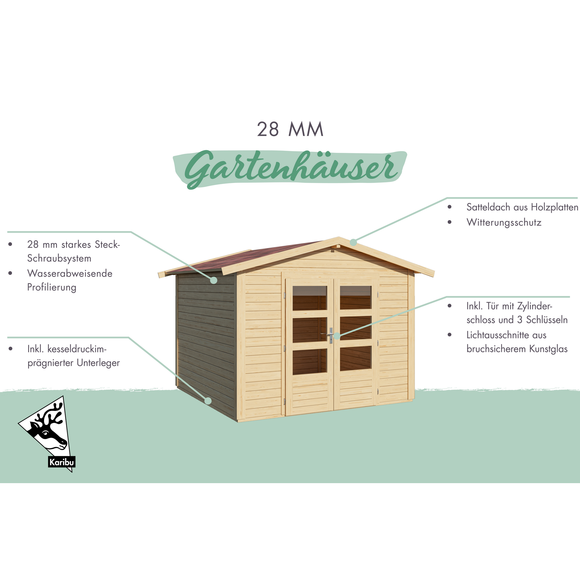 Gartenhaus'Koberg 6' terragrau 300 x 234 x 304 cm