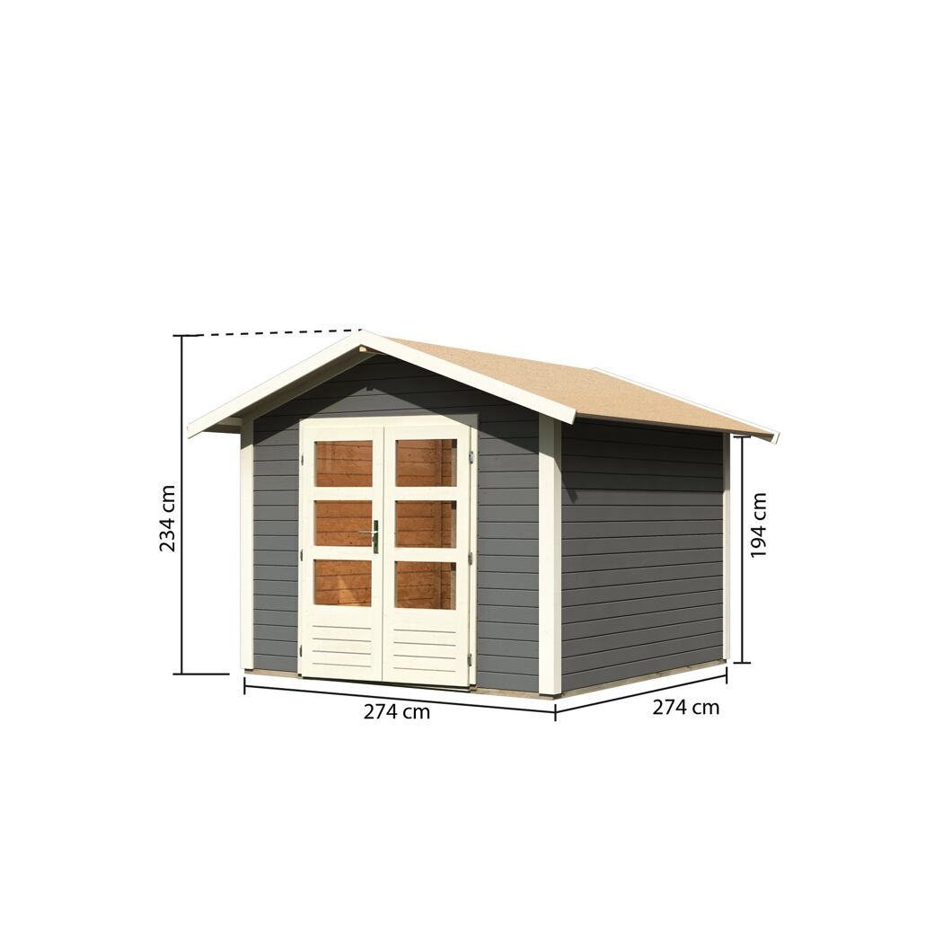 Gartenhaus'Koberg 6' terragrau 300 x 234 x 304 cm