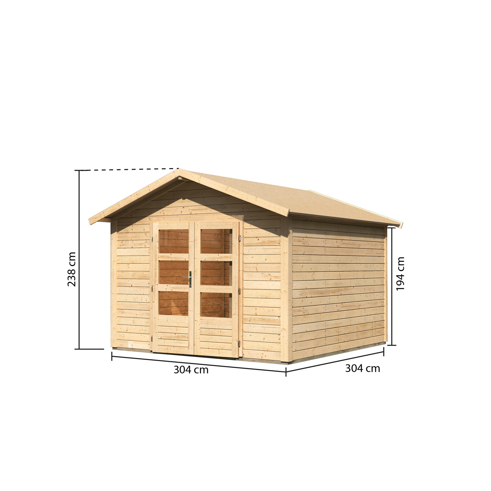Gartenhaus'Koberg 8' naturbelassen 330 x 238 x 330 cm