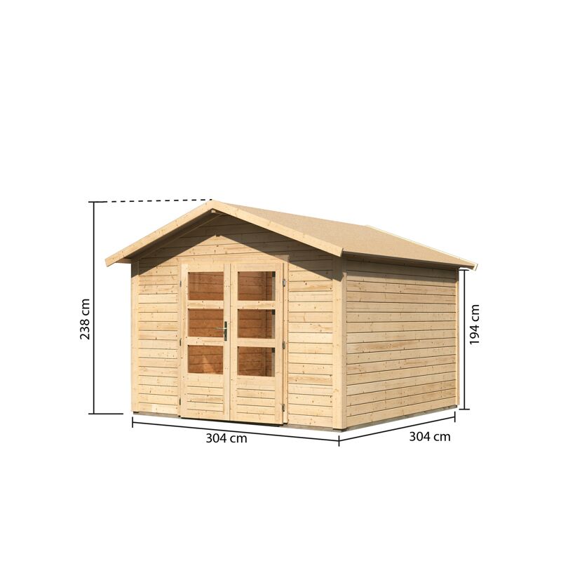 Gartenhaus'Koberg 8' naturbelassen 330 x 238 x 330 cm
