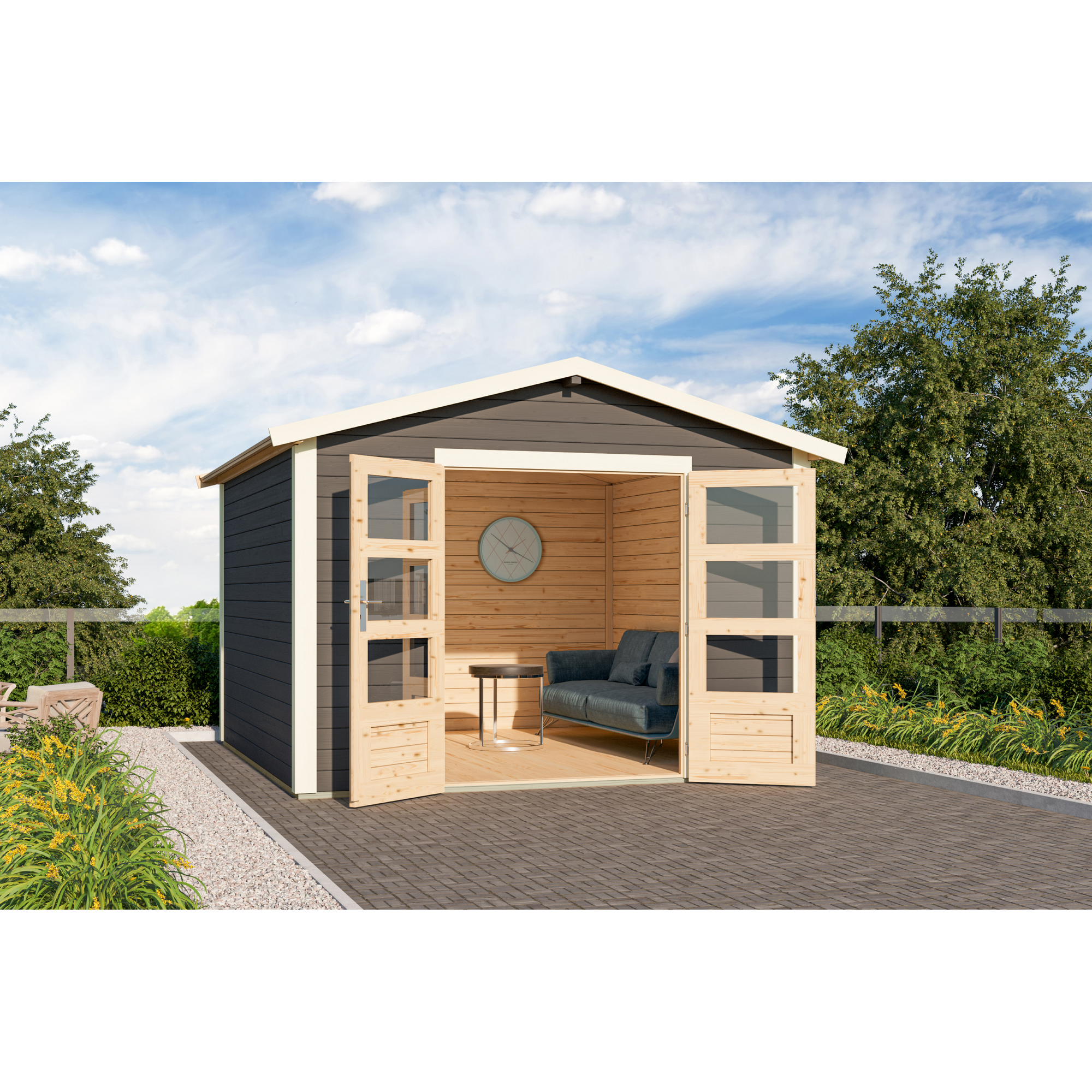 Gartenhaus'Koberg 8' terragrau 330 x 238 x 330 cm
