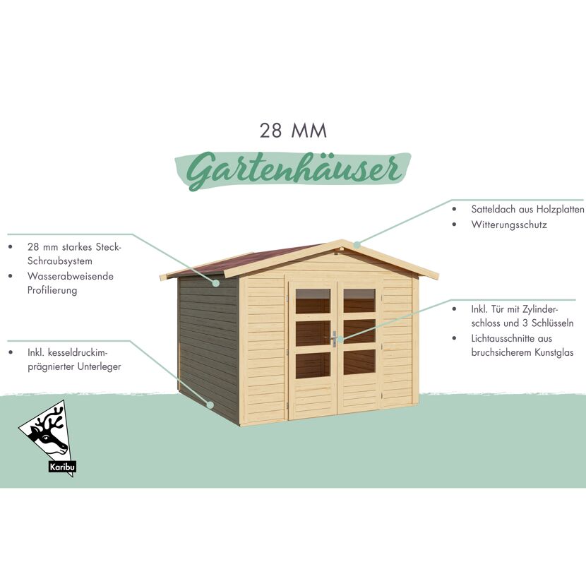 Gartenhaus'Koberg 8' terragrau 330 x 238 x 330 cm