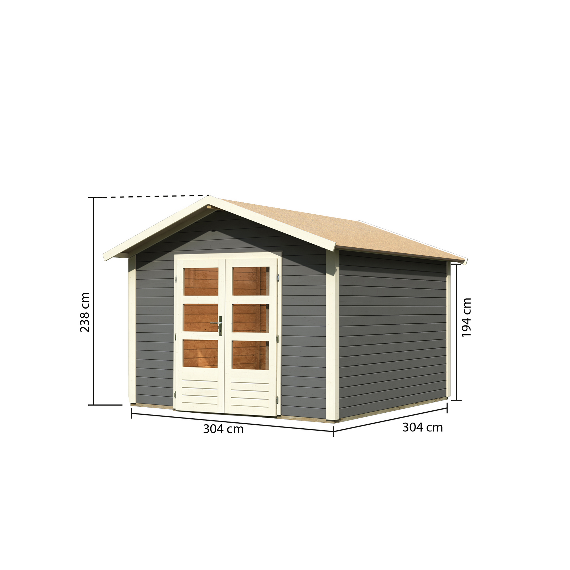 Gartenhaus'Koberg 8' terragrau 330 x 238 x 330 cm