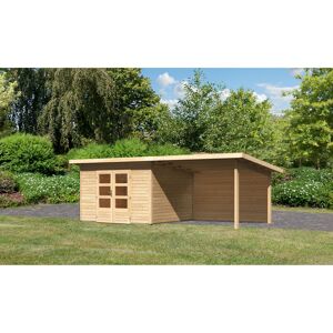 Gartenhaus-Set 'Fortheim 3' naturbelassen mit Anbaudach und Rückwand 664 x 229,5 x 331,5 cm